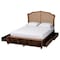 Baxton Studio Latrell Mid-Century Walnut Brown Wood and Rattan King Size Storage Bed 247-12667-10670-ZORO - alternate 6