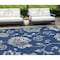 Homeroots 10' X 14' Navy Blue And Gray Floral Washable Indoor Outdoor Area Rug 589487 - alternate 5