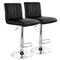 Elama 2 Piece Tufted Faux Leather Adjustable Bar Stool in Black with Chrome Base ELM-7228-BLK - alternate 1