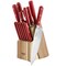 Martha Stewart 14 Piece Stainless Steel Cutlery Set in Red with Acacia Wood Storage Block 122061.14 - alternate 1