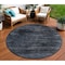 Homeroots 8' Charcoal And Gray Round Floral Washable Indoor Outdoor Area Rug 631019 - alternate 1