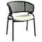 Leisuremod Ervilla Dining Armchair in Black Steel Frame with Black Wicker Back and Beige Seat ECBL-20BL-BG - alternate 1
