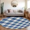 Homeroots 8' Navy Blue And Gray Round Plaid Washable Indoor Outdoor Area Rug 595411 - alternate 5