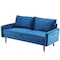 Homeroots Blue Contemporary Velvet Sofa with Side Pockets 473443 - alternate 1