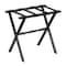 Homeroots Hotel Black Finish Wood Folding Luggage Rack With Black Straps 383079 - alternate 1