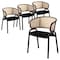 Leisuremod Ervilla Dining Chair with Stainless Steel Legs Velvet Seat and Wicker Back, Black, 4PK EC20BL4 - alternate 1