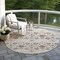 Homeroots 8' Ivory Brown And Gray Round Floral Washable Indoor Outdoor Area Rug 605427 - alternate 6