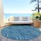 Homeroots 8' Teal Blue Fern Green And Ivory Round Geometric Washable Indoor Outdoor Area Rug 615238 - alternate 7