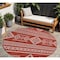 Homeroots 8' Red And Ivory Round Southwestern Washable Indoor Outdoor Area Rug 593716 - alternate 1