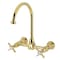 Kingston Brass Two-Handle Wall Mount Bridge Kitchen Faucet, Polished Brass KS1292BEX - alternate 1