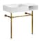 Kingston Brass 36" Solid Surface Console Sink with Stainless Steel Legs, 8-Inch, 3-Hole, Matte White/Brushed Brass KVPB3368SQA7 - alternate 1