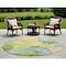 Homeroots 8' Round Yellow Round Abstract Washable Non Skid Indoor Outdoor Area Rug 559546 - alternate 1