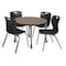 Regency Round Kee Mobile Adjustable Classroom Table W/ 4 Andy Chairs, 42 in W, 42 in L, Noble Oak TB42RNDNOAPCGY40BK - alternate 1