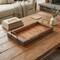 Homeroots 21in Gray And Natural Solid Wood Handmade Serving Tray With Handles 724229 - alternate 4