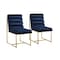 Homeroots Set of Two Tufted Navy Blue And Gold Upholstered Velvet Dining Side Chairs 545050 - alternate 6