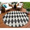 Homeroots 8' Black Round Geometric Washable Indoor Outdoor Area Rug 577015 - alternate 1
