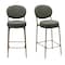 Homeroots Set of Two 29" Green and Gold Faux Leather and Metal Low Back Bar Height Bar Chairs, 2PK 719632 - alternate 4