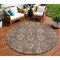 Homeroots 8' Brown Gray And Charcoal Round Oriental Washable Indoor Outdoor Area Rug 582118 - alternate 1