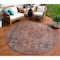 Homeroots 8' Pink And Mauve Round Medallion Washable Indoor Outdoor Area Rug 616072 - alternate 1