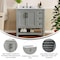 Flash Furniture Vega 36in. Vanity w/Sink, Cabinet w/Blk Hardware, Open Shelf & 3 Drawers, Marble Counter, Gry/Wht FS-VEGA36-KD-GY-HDBLK-GG - alternate 7