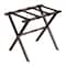 Homeroots Hotel Dark Walnut Finish Wood Folding Luggage Rack With Black Straps 383081 - alternate 1