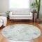 Homeroots 8' Artichoke Green And Ivory Round Geometric Washable Indoor Outdoor Area Rug 588264 - alternate 7