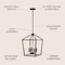 Jonathan Y Oria 13" 4-Light Iron Farmhouse Industrial Lantern LED Pendant, Oil Rubbed Bronze/Faux Wood JYL1322A - alternate 7