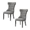 Homeroots Set of Two Tufted Light Gray and Espresso Linen Wing Back Dining Side Chairs 543543 - alternate 6