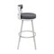 Armen Living Flynn 30in Swivel Bar Stool in Silver Metal with Gray Faux Leather LCFLBASLSLGRY30 - alternate 5