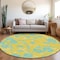 Homeroots 8' Yellow And Aqua Round Floral Washable Indoor Outdoor Area Rug 600056 - alternate 4