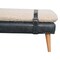 Homeroots 35in Dark Olive Green and Brown Genuine Leather and Solid Wood Upholstered Bench 723426 - alternate 9