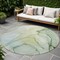 Homeroots 8' Round Green Round Abstract Washable Non Skid Indoor Outdoor Area Rug 559384 - alternate 1