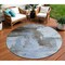 Homeroots 8' Blue Gray And Dark Brown Round Abstract Washable Indoor Outdoor Area Rug 602953 - alternate 1