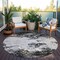 Homeroots 8' Black Gray And Ivory Round Abstract Washable Indoor Outdoor Area Rug 599462 - alternate 4