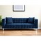 Homeroots 88" Navy Blue Velvet Sofa And Toss Pillows With Clear Legs 543979 - alternate 1