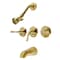 Kingston Brass Triple-Handle Tub and Shower Faucet, Brushed Brass KB2237YL - alternate 1