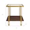 Homeroots 22" Brass And Clear Glass And Steel Square End Table With Shelf 544221 - alternate 5