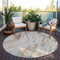 Homeroots 8' Beige Teal Blue And Ivory Round Abstract Washable Indoor Outdoor Area Rug 600206 - alternate 6