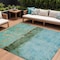 Homeroots 10' X 14' Teal Blue And Gold Abstract Washable Indoor Outdoor Area Rug 618636 - alternate 1