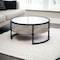 Homeroots 34" Black Glass And Steel Round Coffee Table With Shelf 520926 - alternate 4