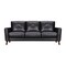 Homeroots 82" Black Leather Sofa With Brown Legs 546416 - alternate 1
