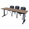 Regency Cain T-Base Training Seminar Table W/ 3 M Stack Chairs, 84 in W, 24 in L, Noble Oak MTRCT8424NO47BK - alternate 1