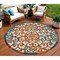 Homeroots 8' Ivory Blue Orange And Green Round Trellis Indoor Outdoor Area Rug 546799 - alternate 5