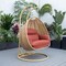 Leisuremod Mendoza Light Brown Wicker Hanging 2 person Egg Swing Chair with Cherry Cushions MSCLBR-53CHR - alternate 7