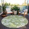 Homeroots 8' Artichoke Green And Ivory Round Floral Washable Indoor Outdoor Area Rug 599852 - alternate 3