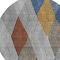 Homeroots 8' Gray Gold And Blue Round Argyle Washable Indoor Outdoor Area Rug 613695 - alternate 5