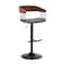 Homeroots Gray and Black Faux Leather with Metal Swivel Adjustable Height Bar Chair 534461 - alternate 1