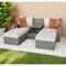 Homeroots Three Piece Outdoor Gray Wicker Sectional Seating Group with Beige Cushions 318796 - alternate 3