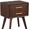 Homeroots 25" Solid Wood and Wood Two Drawer Nightstand 399256 - alternate 5