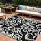 Homeroots 9' X 12' Black And Ivory Damask Washable Indoor Outdoor Area Rug 614411 - alternate 1
